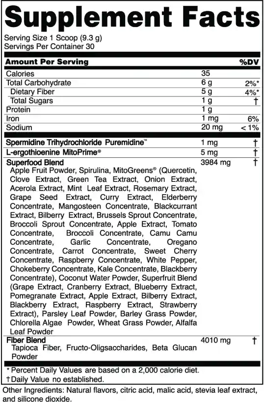 Pep Tonic supplement facts